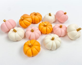 Mini Fondant Pumpkins Colors Ivory, Peach, Pumpkin  - Sugar Pumpkins