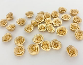 Small Royal Icing Roses - Gold