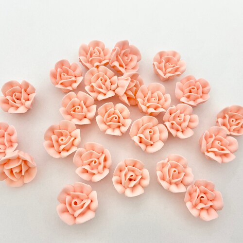 Mini Royal Icing Roses Peach Etsy