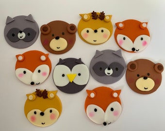 Fondant Woodland Animal Cupcake Toppers: Edible Forest Decor
