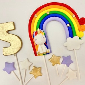 Unicorn Rainbow Cake Topper: Edible Fondant Cake Decorations