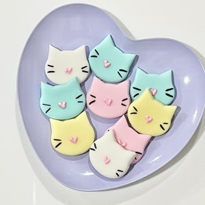 Small Cat Cupcake Toppers Kitty Cat Decorations Fondant Cats Fondant Kitty Edible Cats Pastel Colors Cat Party