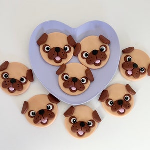 Fondant Pug Puppy Cupcake Toppers: Edible Dog Cake Decorations