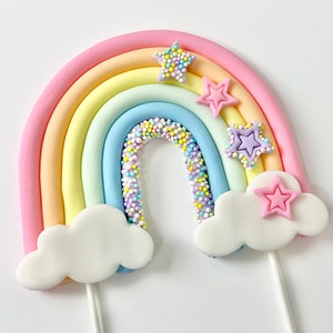 Fondant Rainbow Cake Topper Pastel Colors Rainbow Cake Topper Fondant Rainbow Edible Rainbow Cake Topper Girls Cake Topper