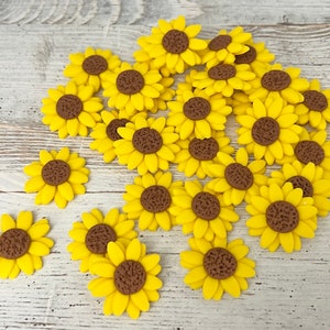 Fondant Sunflower Cake Topper: Edible Sugar Sunflower Cupcake Decorations
