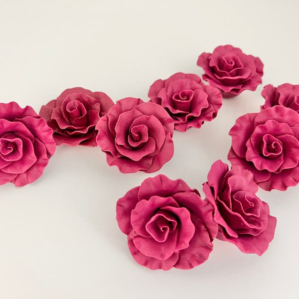 Medium Gum Paste Rose - Burgundy/Wine - Unit