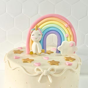 Rainbow Cake Topper Unicorn Cake Topper Unicorn Rainbow Unicorn Party Unicorn Birthday Girls Cake Topper Fondant Unicorn Pastel Unicorn