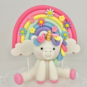 Fondant Unicorn Cake Topper: Rainbow Party Decorations
