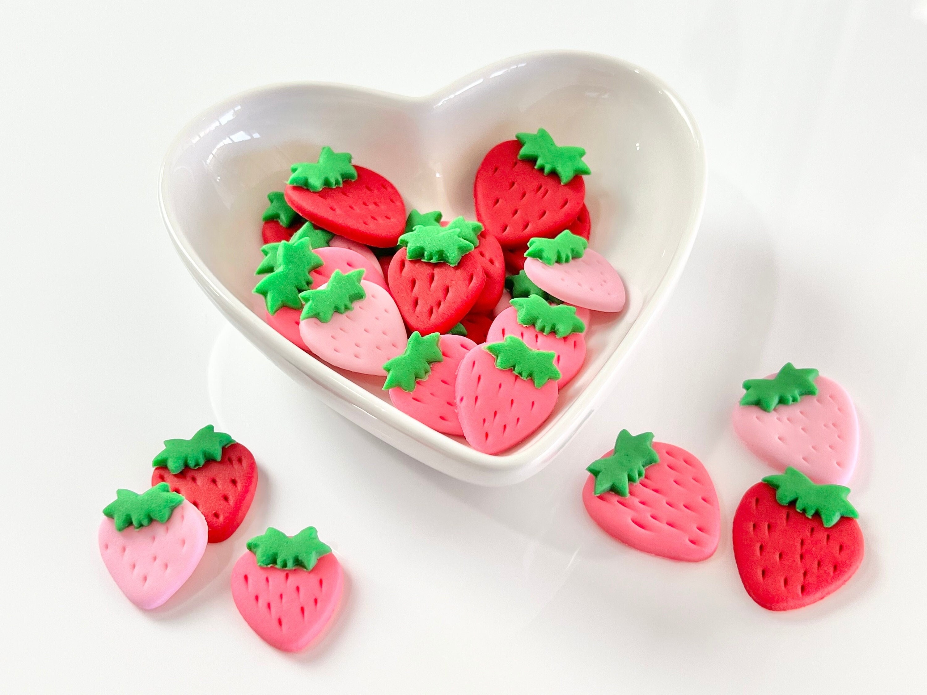 Strawberry Cake Topper Fondant Strawberry Edible Strawberry Fondant Strawberries