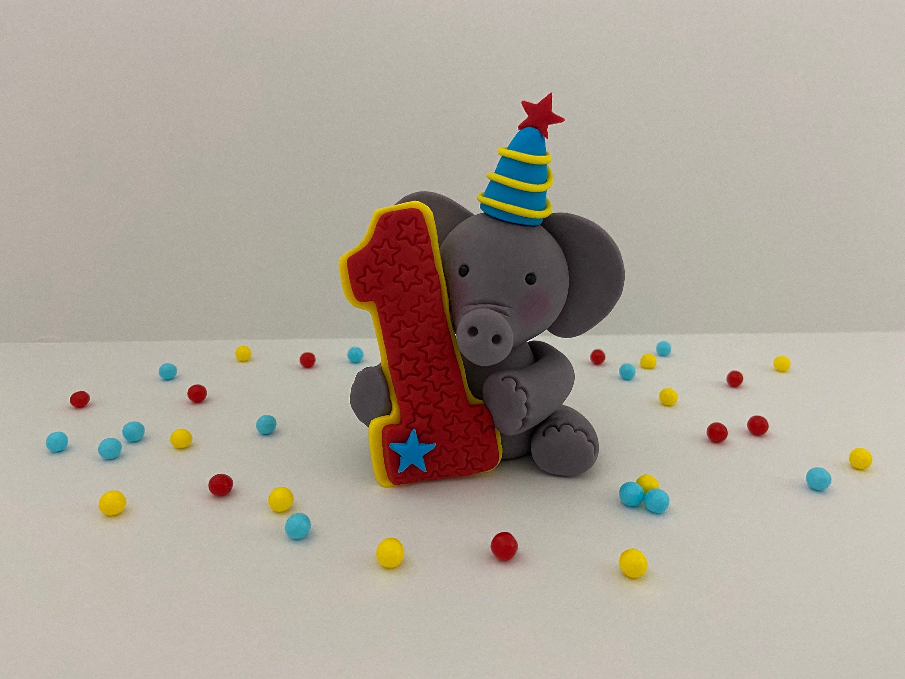 Topper de gâteau boule d'éléphant de clown de LYus, décoration d