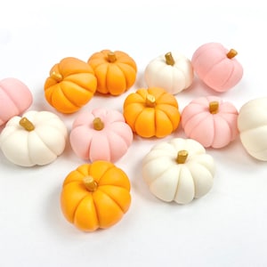 Edible Mini Fondant Pumpkins · Peach Ivory Orange · Fall Wedding Baby Shower Cake Toppers