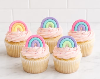 Mini Rainbow Cupcake Toppers, Edible Cake Toppers