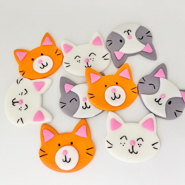 Cat Cupcake Toppers Cat Party Cat Cupcakes Cat Birthday Kitty Cupcakes Edible Cat Cupcake Decorations Fondant Cat