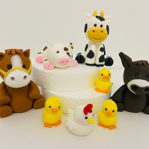 Farm Cake Topper Barn Animals Fondant Farm Cake Topper Edible Farm Cake Topper Farm Birthday Barnyard Birthday