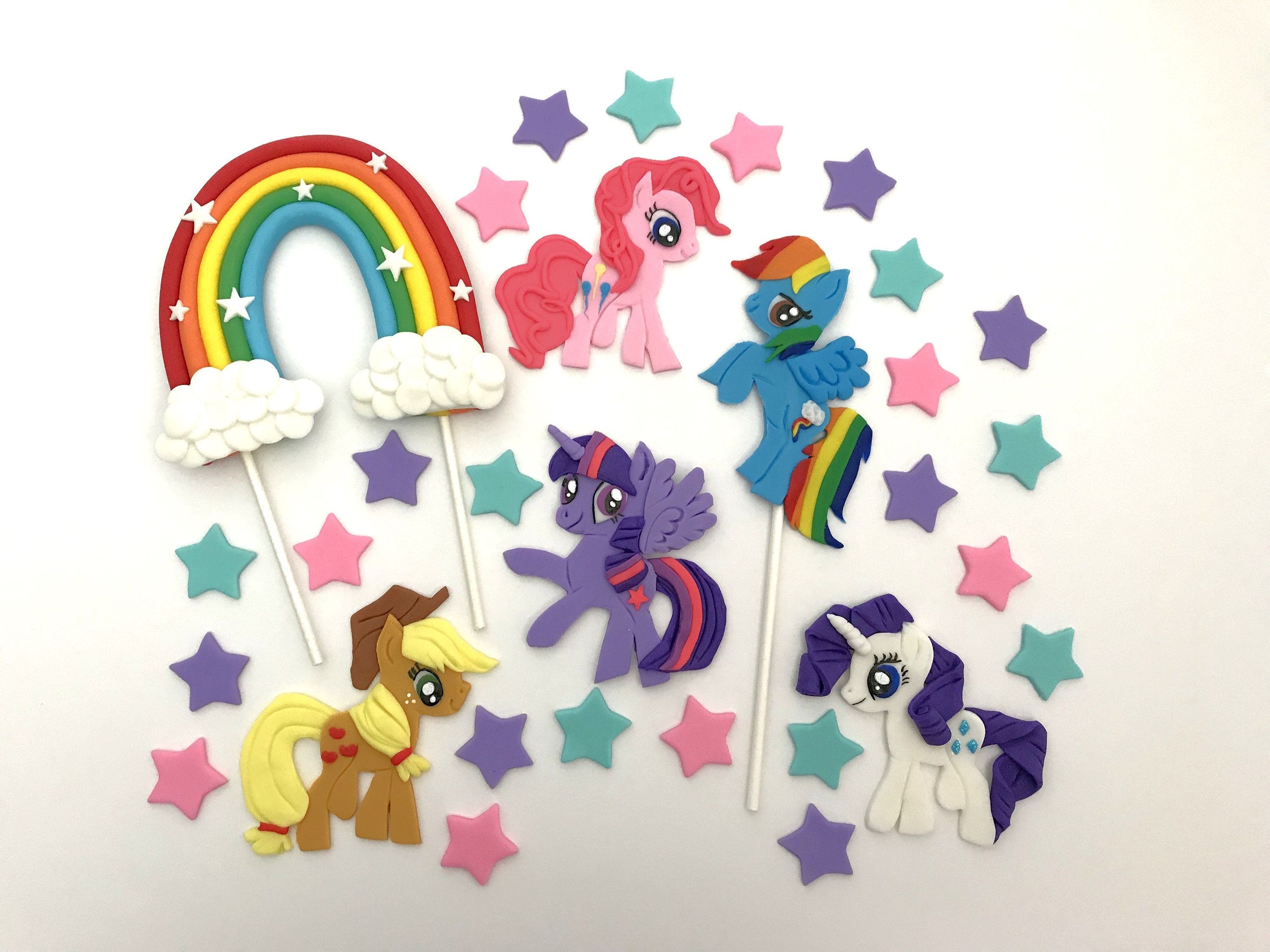 My Little Pony Rainbow Dash Fluttershy Pinkie Pie and Flowers Edible C – A  Birthday Place