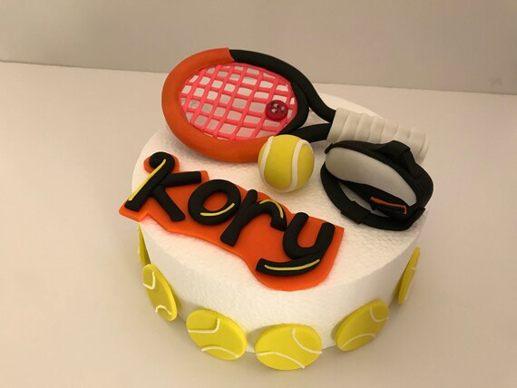 Tennis Fondant Cake Topper Tennis Cake Topper Edible Tennis Etsy