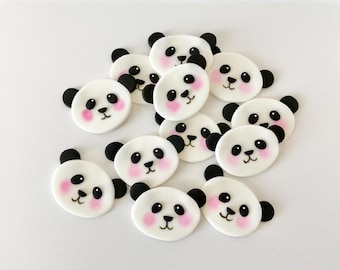 Edible Fondant Panda Cupcake Toppers: Panda Party Decor