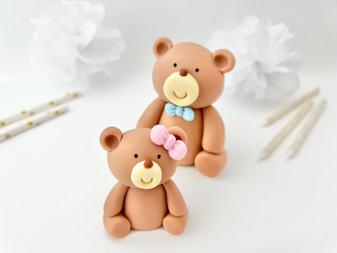 Teddy Bear Cake Topper Fondant Teddy Bear Edible Teddy Bear Fondant Bear Teddy Bear Baby Shower ...
