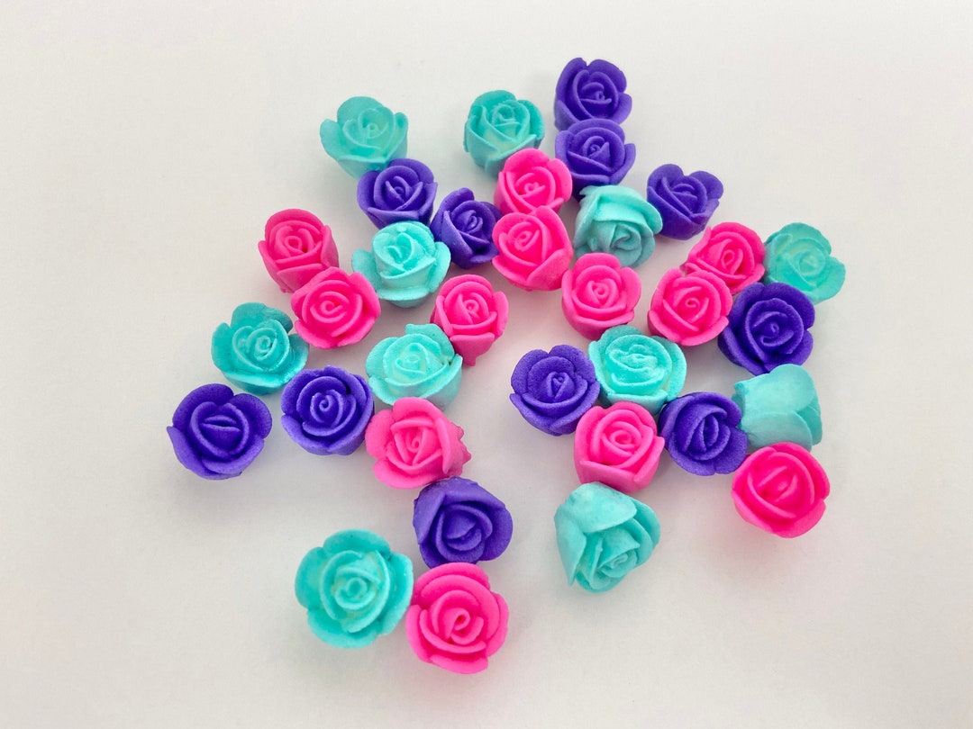 Mini Royal Icing Roses Bright Unicorn Mix - Etsy