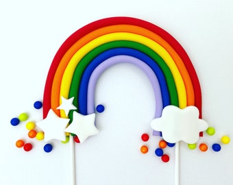 Fondant Rainbow Cake Topper Rainbow Classic Colors Edible Rainbow Bright Rainbow Cake Topper Edible Rainbow Girls Cake Topper