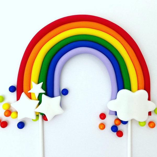 Fondant Rainbow Cake Topper Rainbow Classic Colors Edible Rainbow Bright Rainbow Cake Topper Edible Rainbow Girls Cake Topper