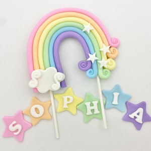 Fondant Rainbow Cake Topper: Pastel Edible Rainbow Decoration