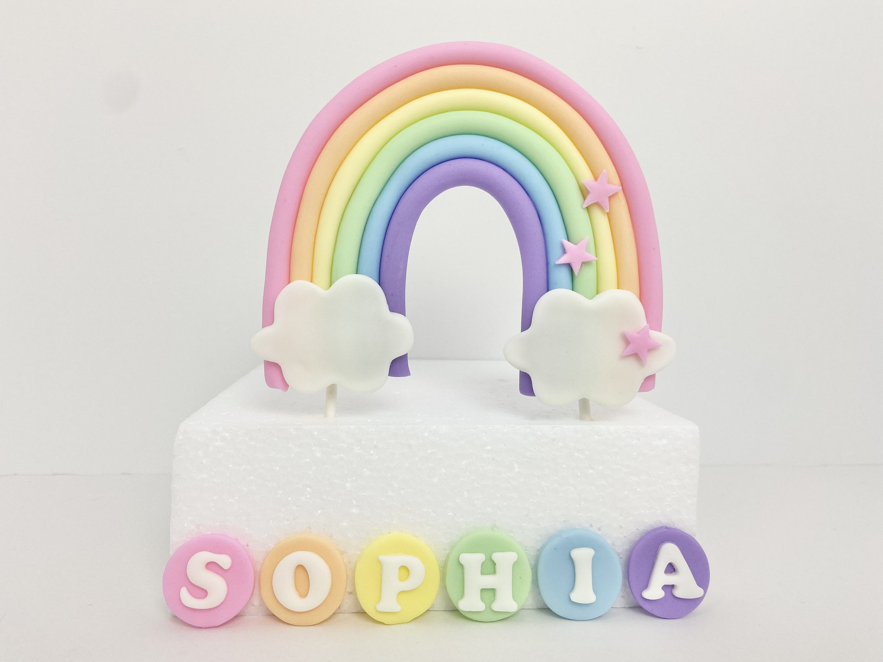 Fondant Rainbow Cake Topper Pastel Colors Etsy Australia
