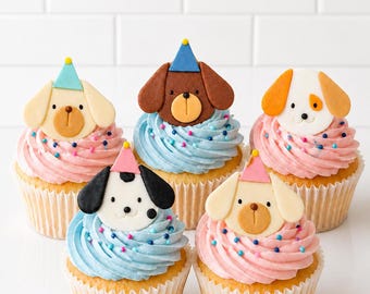 Dog Cupcake Toppers, Fondant Puppy Cake Toppers