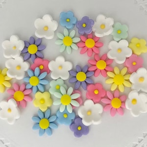 Fondant Flowers Fondant Daisies Edible Blossoms Flower Cake Topper Daisies Cake Decorations Edible Cake Topper Flower Cake Sugar Flowers