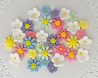 Fondant Flowers Fondant Daisies Edible Blossoms Flower Cake Topper Daisies Cake Decorations Edible Cake Topper Flower Cake Sugar Flowers