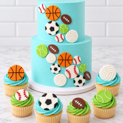 Fondant Sports Balls: Edible Cake Toppers
