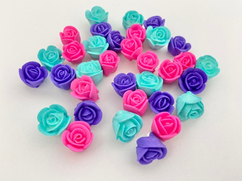 Mini Royal Icing Roses Bright Unicorn Mix - Etsy