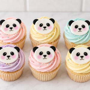 Panda Cupcake Toppers: Fondant Edible Decorations