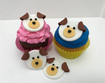Fondant Puppy Cupcake Toppers: Edible Dog Cake Decorations