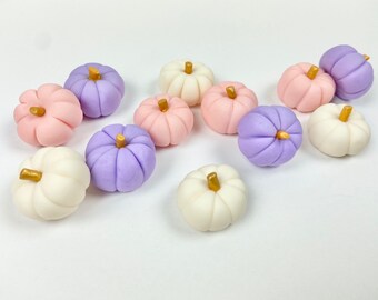 Mini Fondant Pumpkins Colors Peach, Lavender, Ivory - Sugar Pumpkins