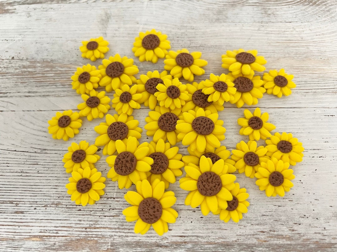 Fondant Sunflower Cake Topper, Edible Sunflowers, Fondant Sunflower