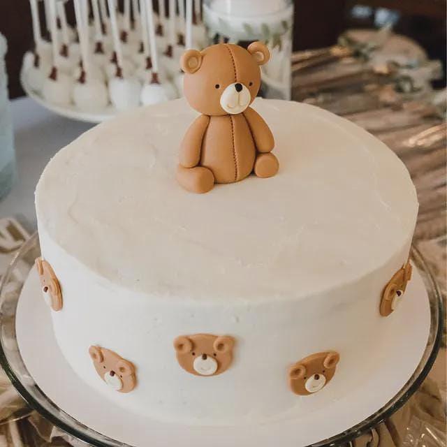 Edible Brown Teddy Bear Cake Topper • Fondant Baby Shower Topper ...