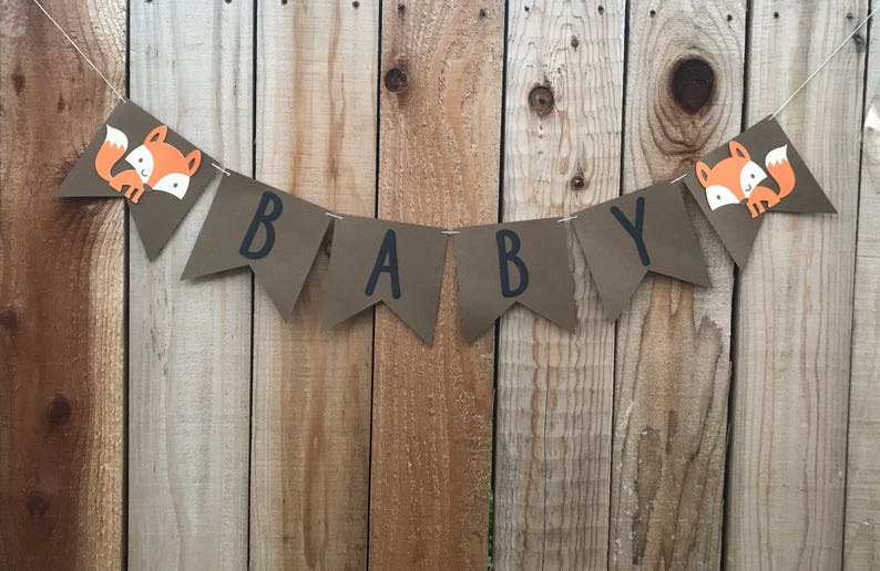 Baby Shower Fox Banner Woodland Baby Shower Decorations Etsy