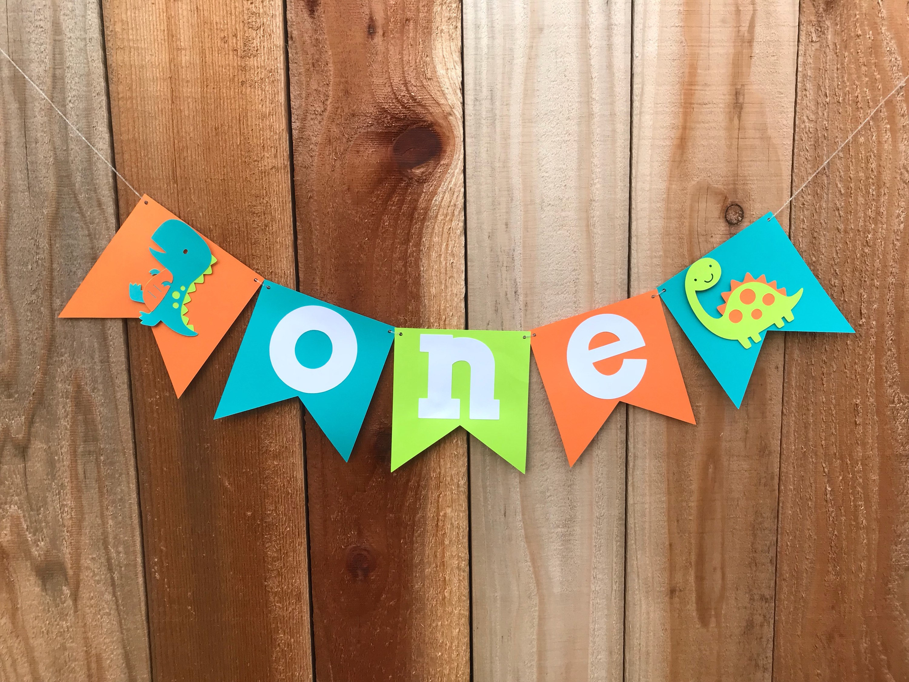 Dinosaur First Birthday Banner Dino One Banner Dinosaur Etsy