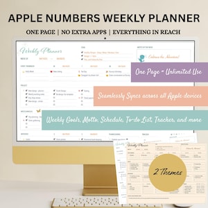 Apple Numbers Weekly Planner: Auto-Fill Dates, Goals, Trackers (Digital)