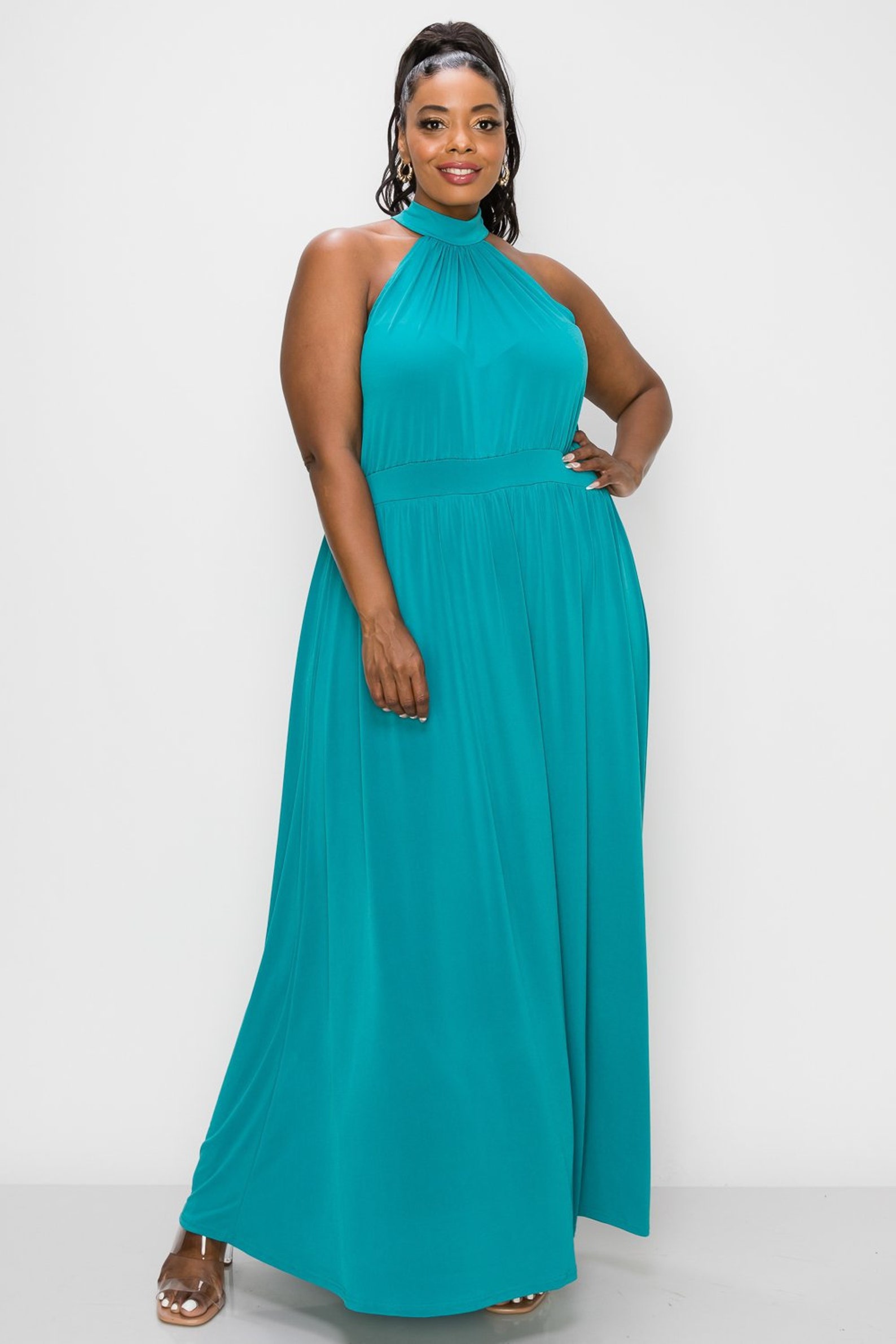 PLUS SIZE Halter Neck Maxi Dress Made in USA 1x 2x 3x Etsy