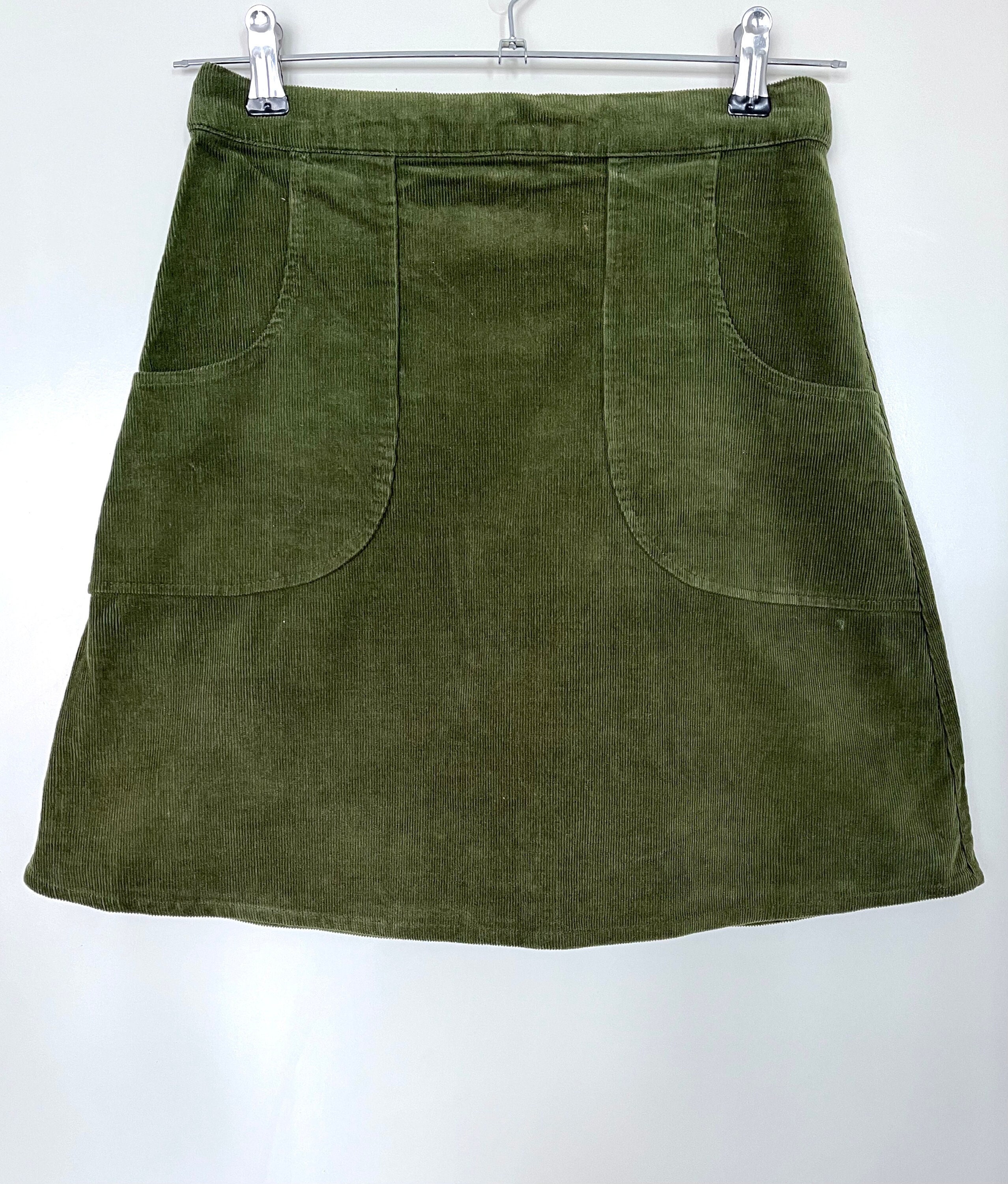 90 s Green Corduroy Skirt With Pockets Etsy