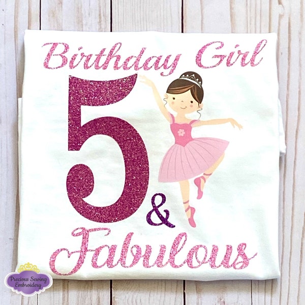 Chemise d’anniversaire de fille de ballerine rose, 5e anniversaire, Cinq et fabuleux, Ballet, Tutu shirt, Anniversaire de ballerine, Chemise d’anniversaire de filles,