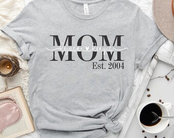 Muttertagsgeschenk, personalisierte Mütter Tag Shirt, Muttertags-Shirt, Mama Shirt, graue Mütter Tag Shirt,