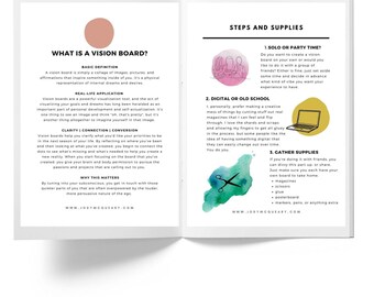 Vision Board Field Guide/PDF stampabile per definizione degli obiettivi, mood board, cura creativa di sé e vita intenzionale