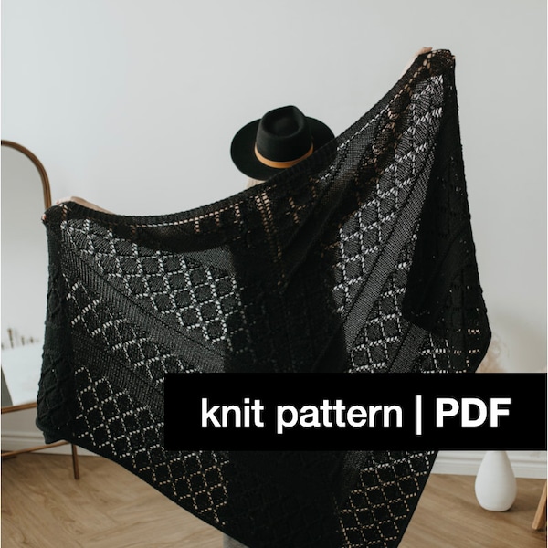 Juniper Knitting Pattern: Bulky Lace Triangle Shawl (ENGLISH PDF Digital Document)