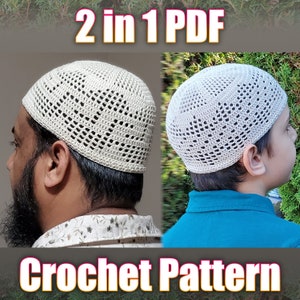 C3 Filet Kufi Classic & Mosaic Sides - PDF Download - Beginner Friendly Crochet Pattern