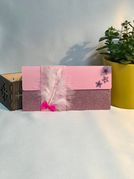 Pink Sparkling Cash Envelope For Lil Sis Birthday Party Etsy
