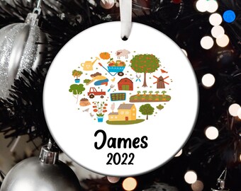 Personalized Farmer Christmas Ornament, Farmer Santa Ornament, Farmer Tree Ornament, Farmer Gift, Custom Farmer Christmas Tree Ornament T227