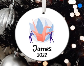 Personalized Origami Christmas Ornament, Origami Santa Ornament, Origami Tree Ornament, Origami Gift, Origami Christmas Tree Ornament T100